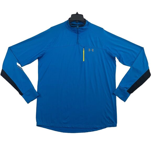 Under Armour Sweatshirt Mens XL Blue Solid All Season Gear 1/4 Zip Athleisure - Picture 1 of 14